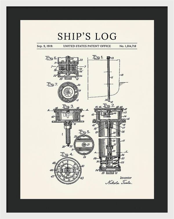 Ship's Log Tesla Minimalist Patent Us1314718
