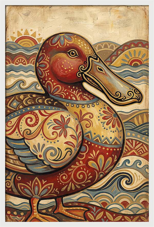 Shoveler Duck Folk Art