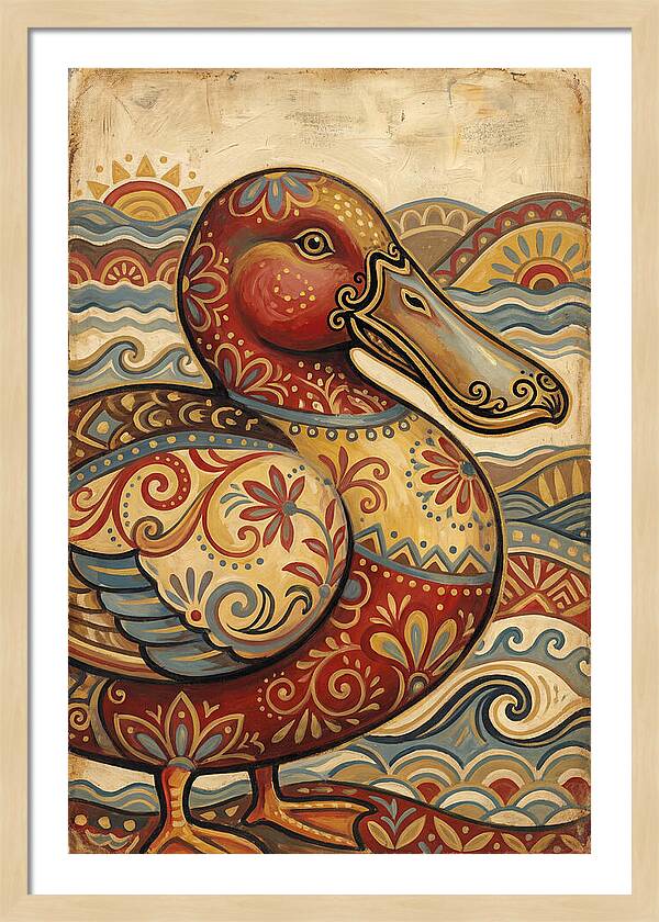 Shoveler Duck Folk Art