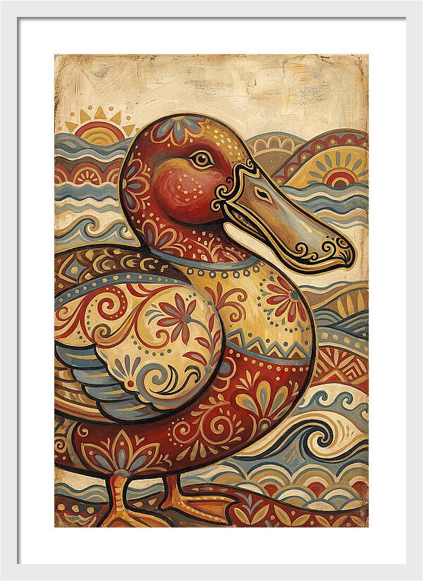 Shoveler Duck Folk Art