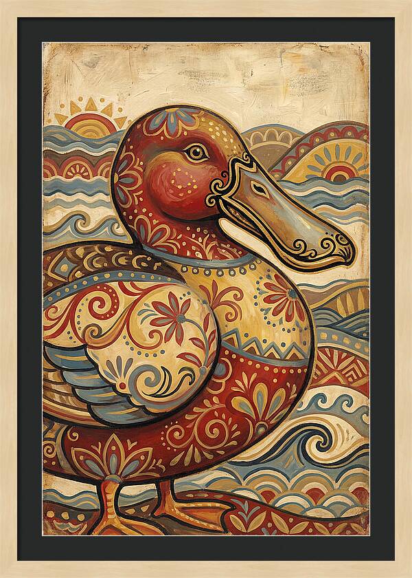 Shoveler Duck Folk Art