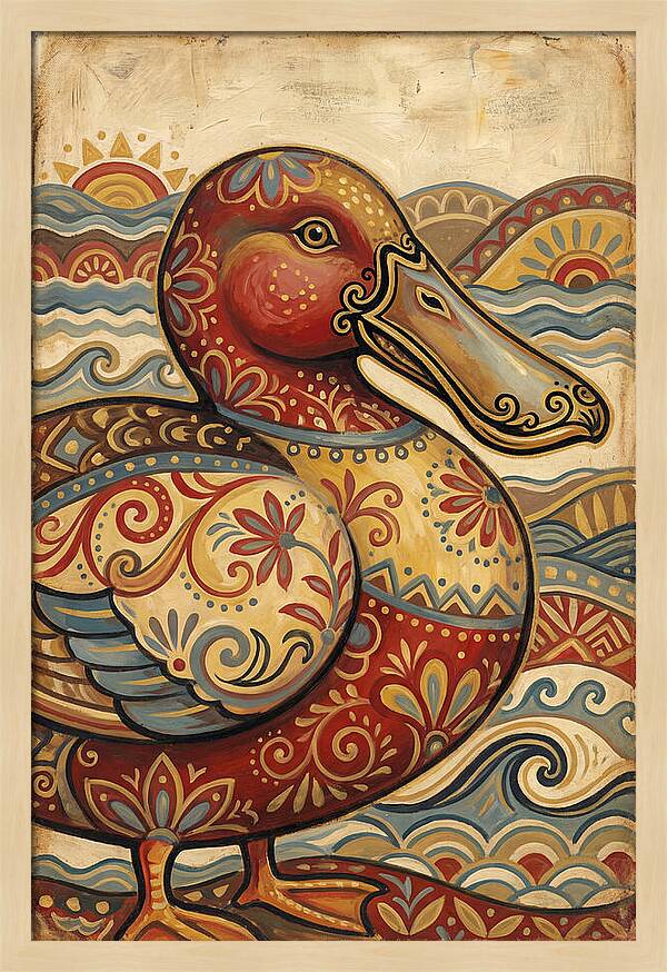 Shoveler Duck Folk Art