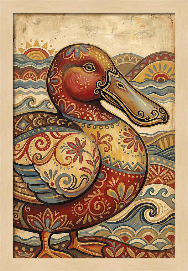 Shoveler Duck Folk Art