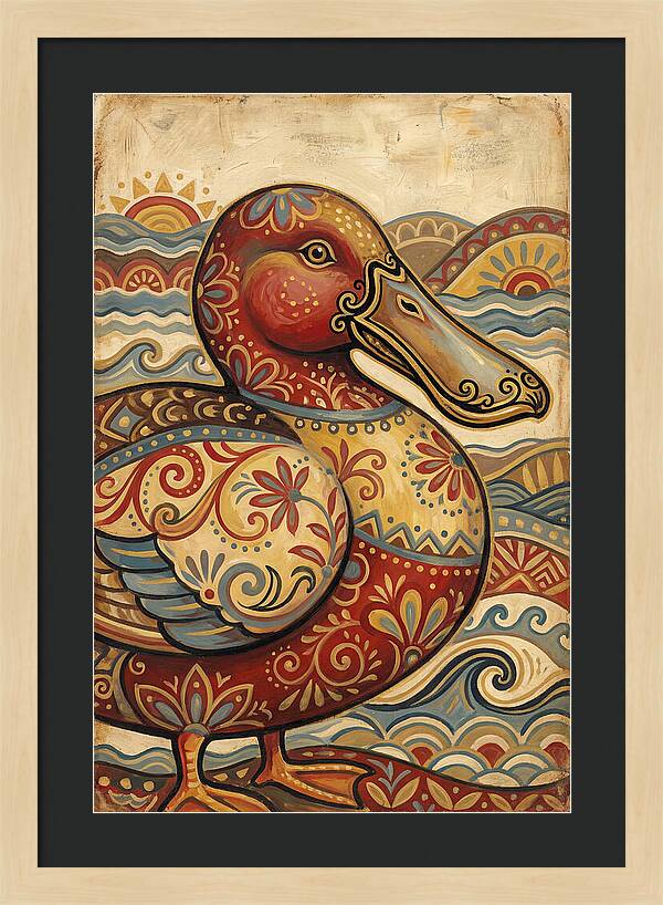 Shoveler Duck Folk Art