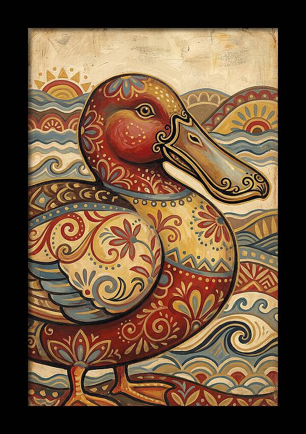 Shoveler Duck Folk Art