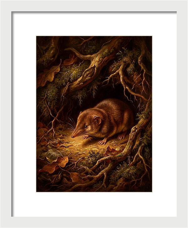 Shrew Among Roots And Leaves