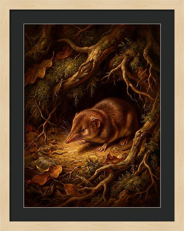 Shrew Among Roots And Leaves