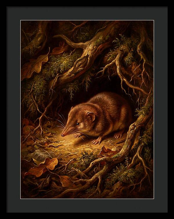 Shrew Among Roots And Leaves