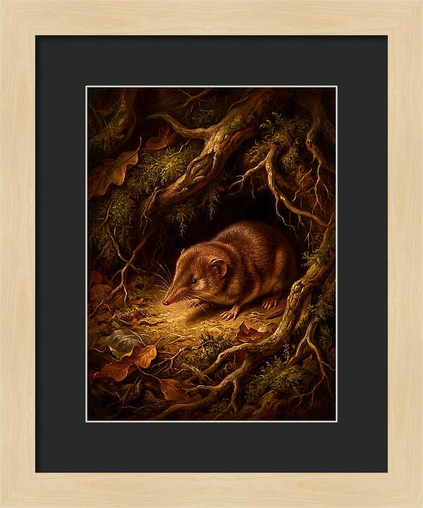 Shrew Among Roots And Leaves