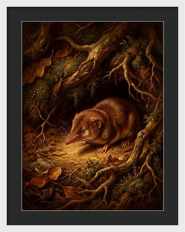 Shrew Among Roots And Leaves