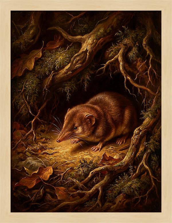 Shrew Among Roots And Leaves