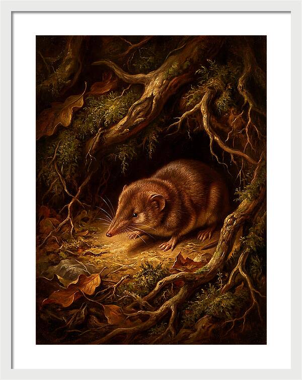 Shrew Among Roots And Leaves