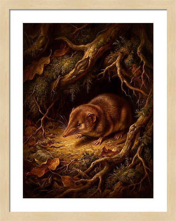 Shrew Among Roots And Leaves