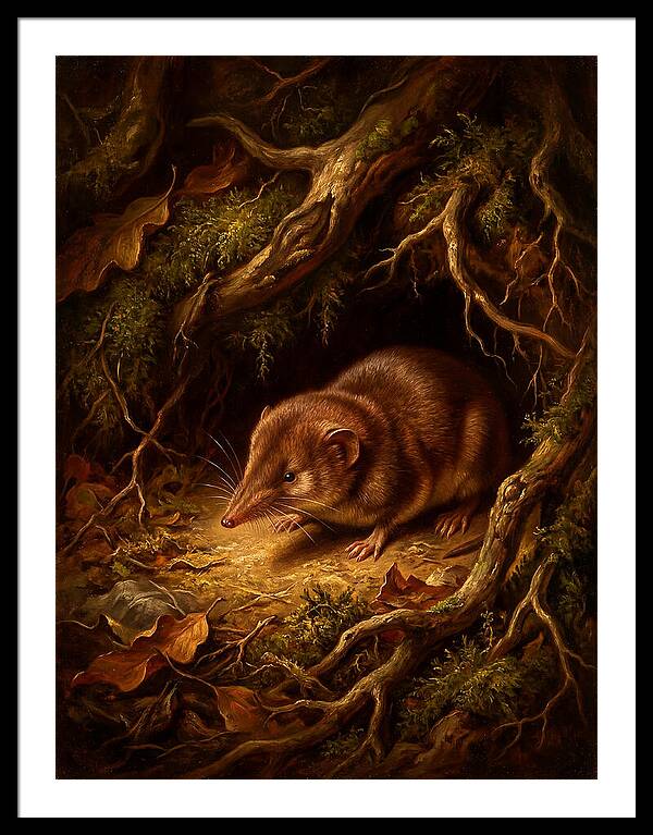 Shrew Among Roots And Leaves