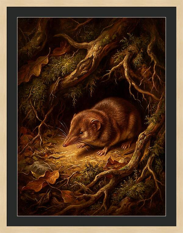 Shrew Among Roots And Leaves