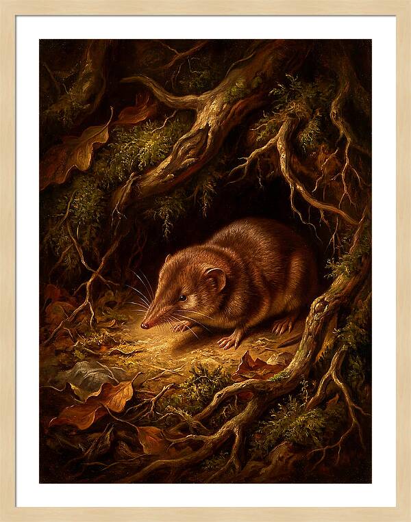 Shrew Among Roots And Leaves
