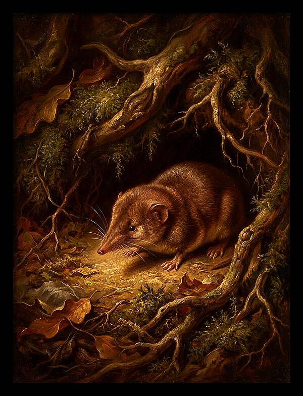Shrew Among Roots And Leaves