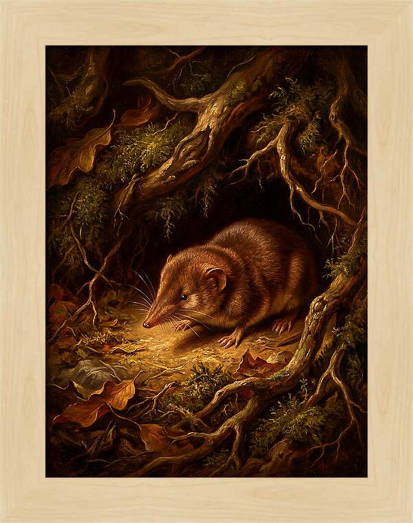 Shrew Among Roots And Leaves