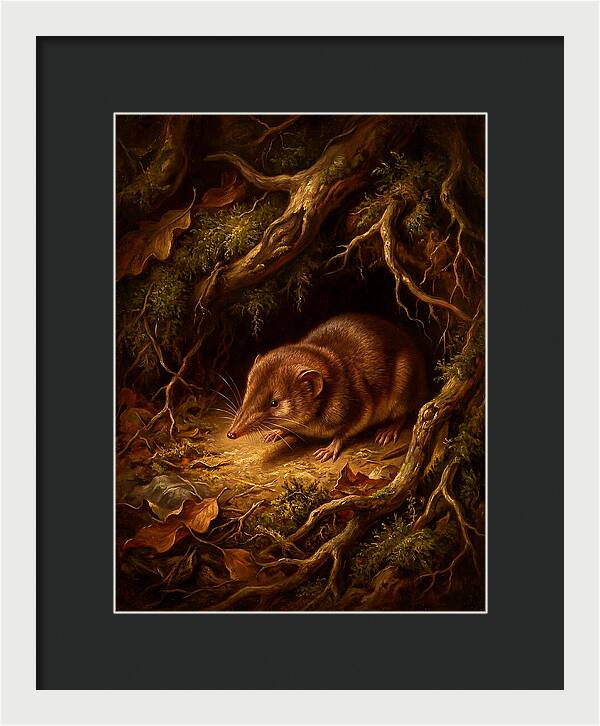 Shrew Among Roots And Leaves