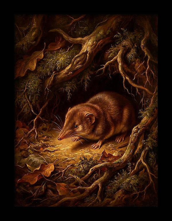 Shrew Among Roots And Leaves