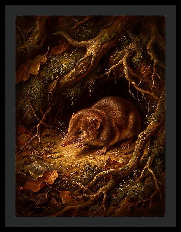 Shrew Among Roots And Leaves
