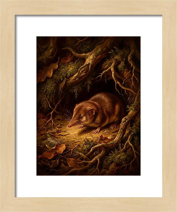 Shrew Among Roots And Leaves