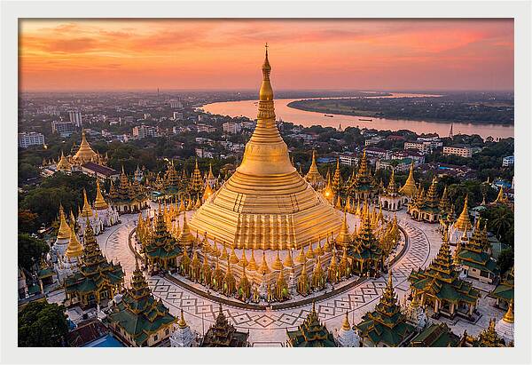 Shwedagon Pagoda At Golden Hour