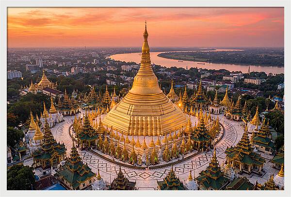 Shwedagon Pagoda At Golden Hour