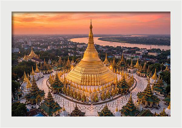 Shwedagon Pagoda At Golden Hour