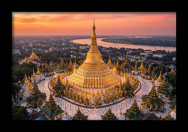 Shwedagon Pagoda At Golden Hour