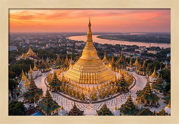 Shwedagon Pagoda At Golden Hour