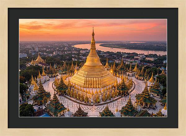 Shwedagon Pagoda At Golden Hour