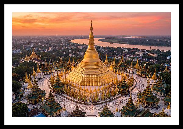 Shwedagon Pagoda At Golden Hour