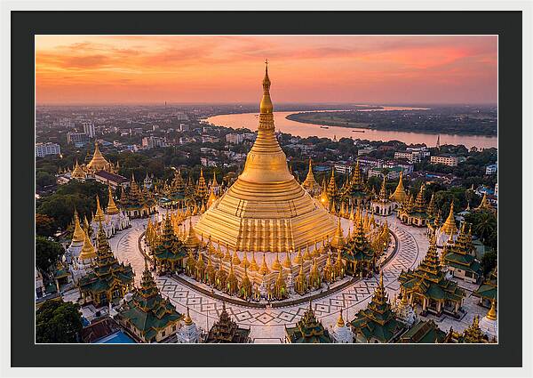Shwedagon Pagoda At Golden Hour