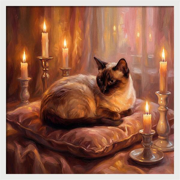 Siamese Cat By Candlelight