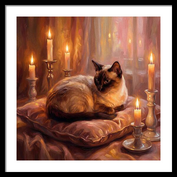 Siamese Cat By Candlelight