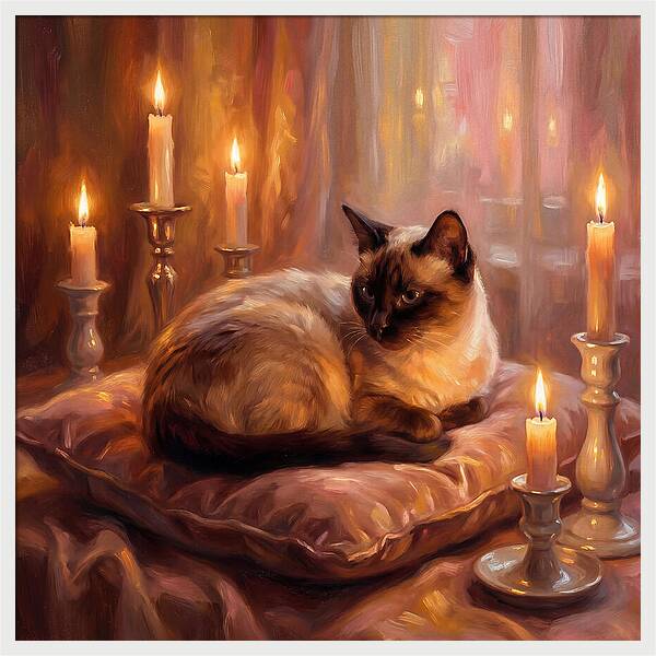 Siamese Cat By Candlelight