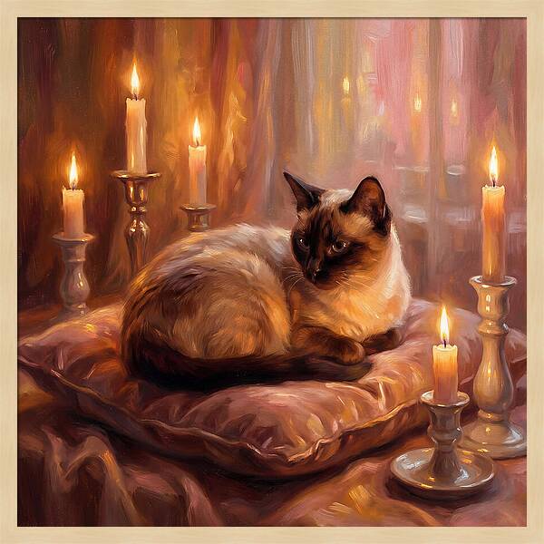 Siamese Cat By Candlelight