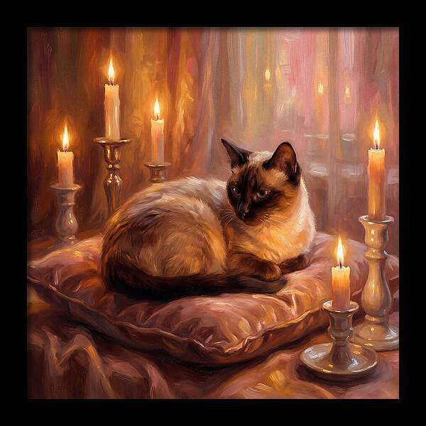 Siamese Cat By Candlelight