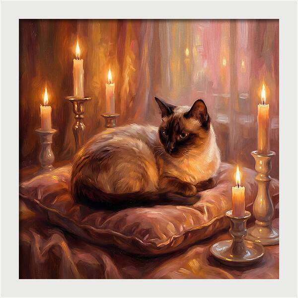 Siamese Cat By Candlelight