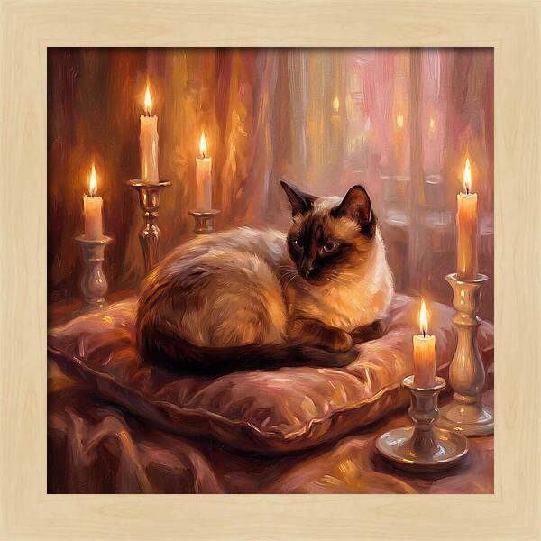 Siamese Cat By Candlelight