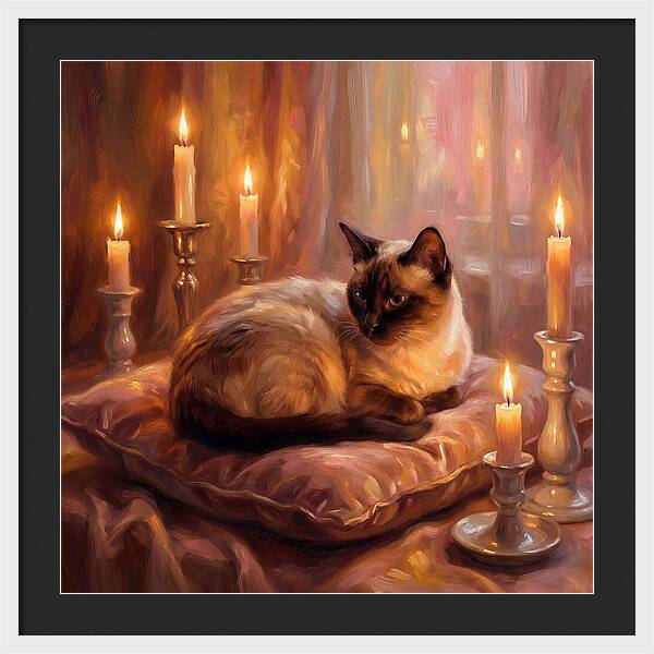 Siamese Cat By Candlelight