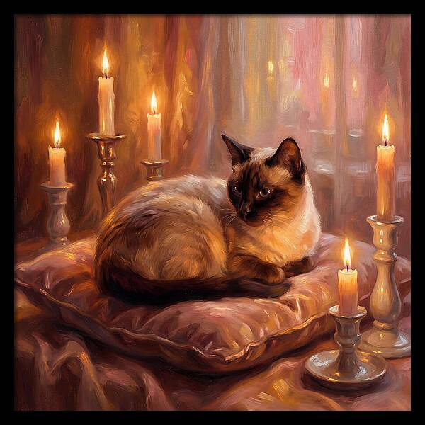 Siamese Cat By Candlelight