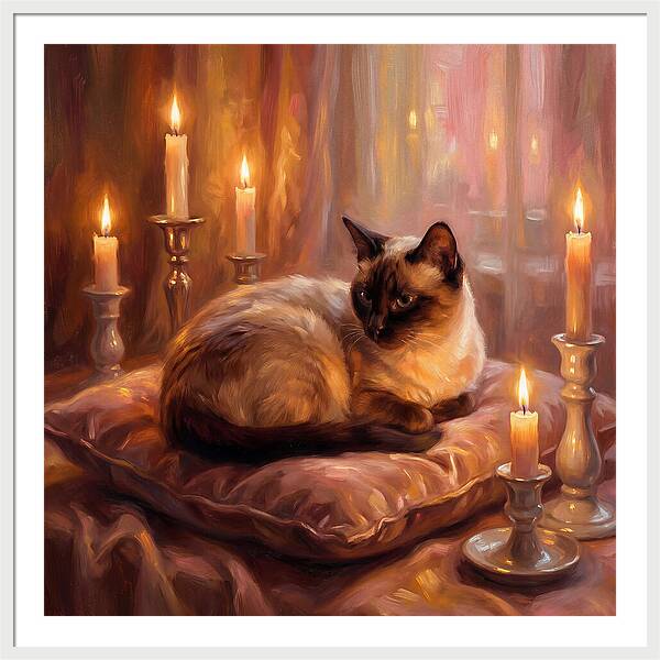 Siamese Cat By Candlelight