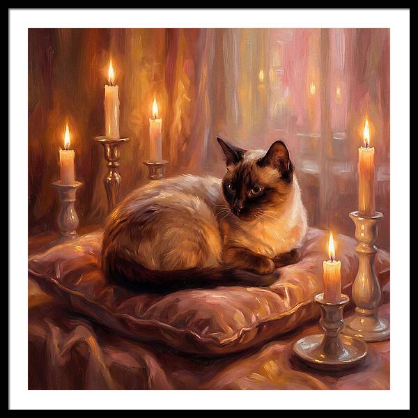 Siamese Cat By Candlelight