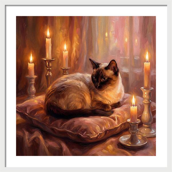 Siamese Cat By Candlelight
