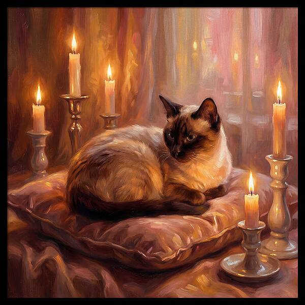 Siamese Cat By Candlelight