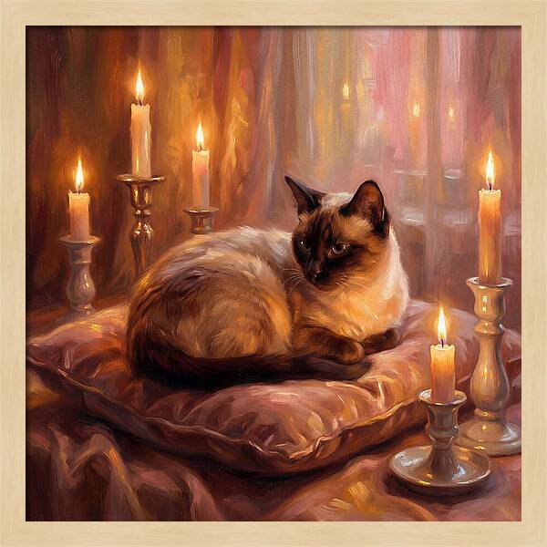 Siamese Cat By Candlelight
