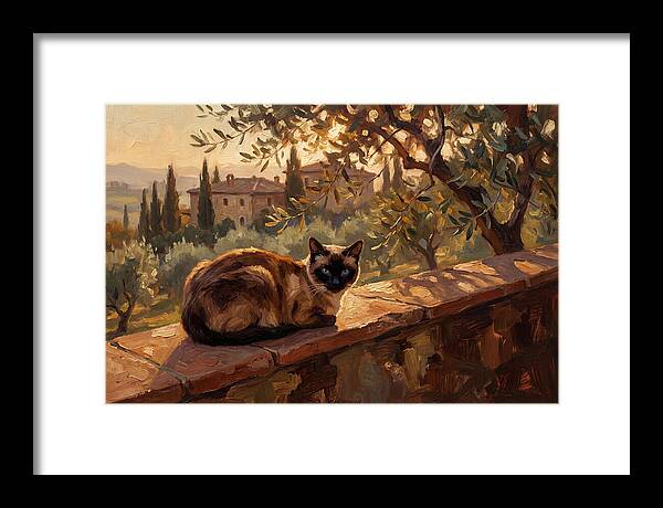 Siamese Cat In Mediterranean Landscape