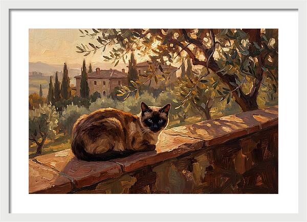 Siamese Cat In Mediterranean Landscape